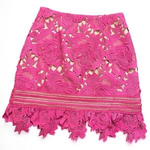 NWT ANTHROPOLOGIE Adelyn Rae Hot Pink Lace Mini Skirt Size XS New With Tags $138